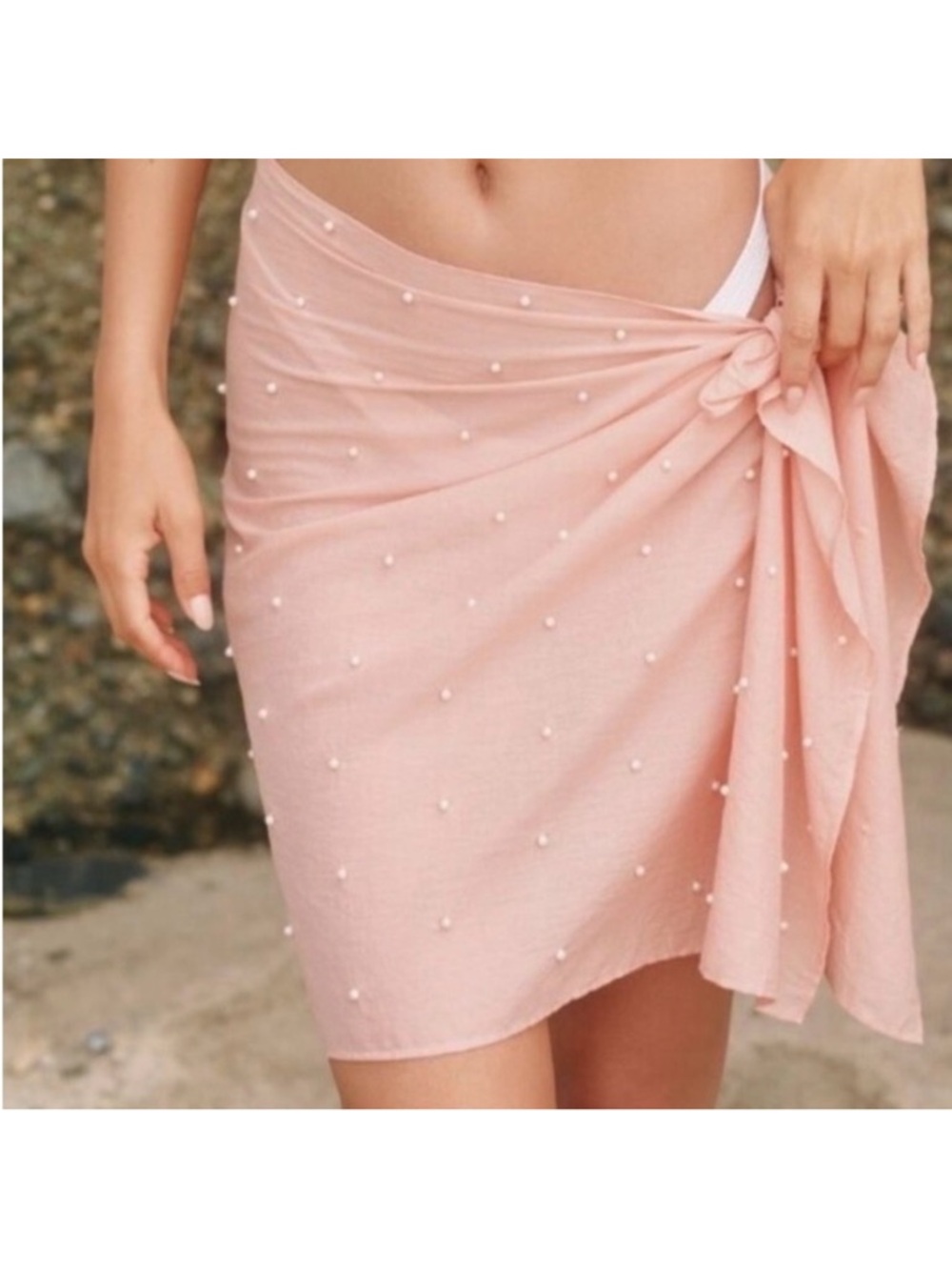 Anthropologie peach Pearl-Accent Swim Sarong